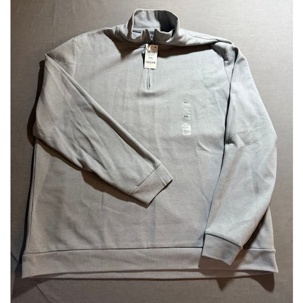 Alfani Mens Grey Knit 1/4 Zip Pullover Sweater XXL Long Sleeve NEW.